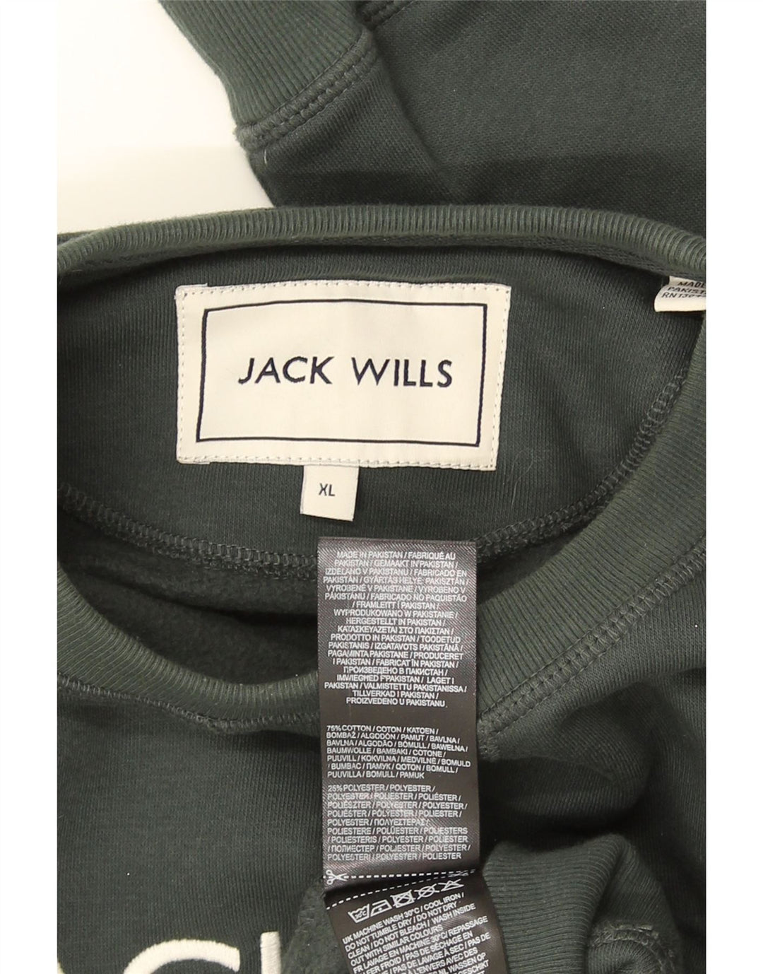 Jack Wills Ανδρικό γραφικό φούτερ Jumper XL Χακί βαμβακερό