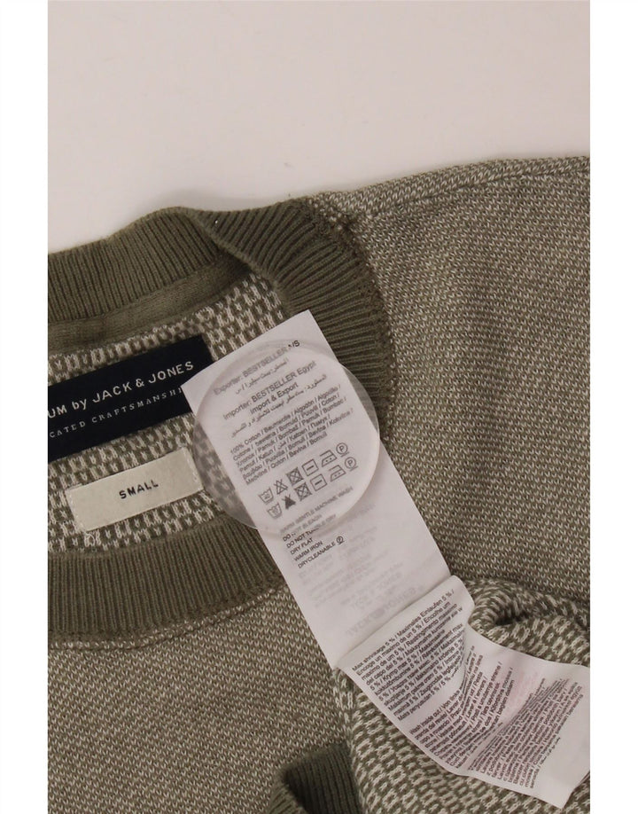 Jack & Jones Ανδρικό πουλόβερ με λαιμόκοψη από βαμβακερό χακί