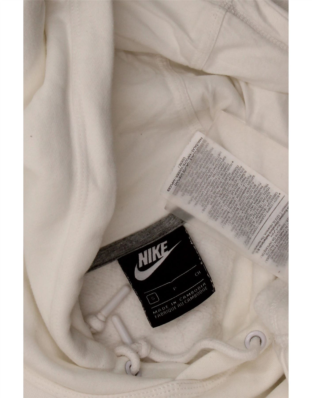 Ανδρικό μπλουζάκι με κουκούλα Nike, μικρό λευκό βαμβακερό