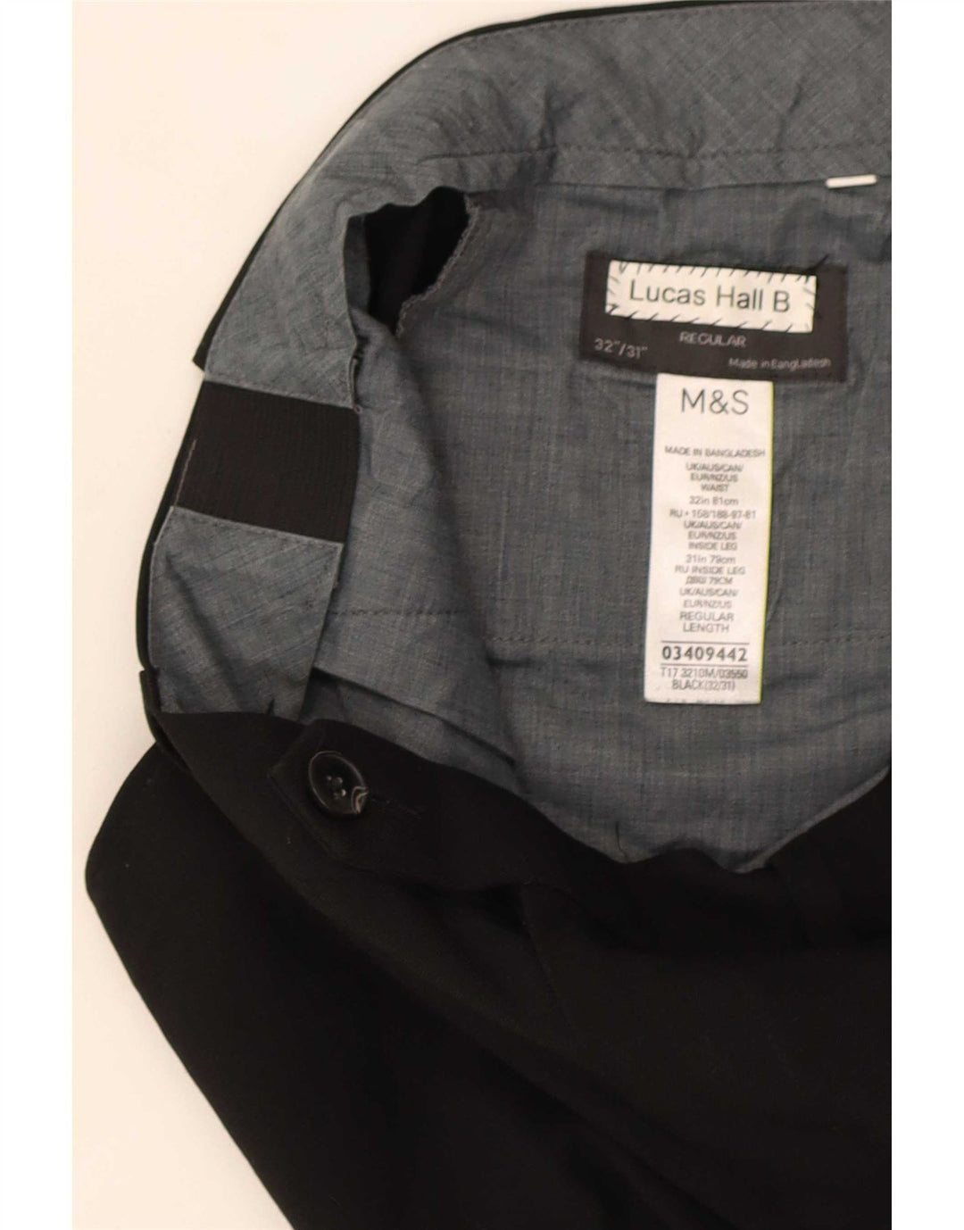 Marks & Spencer Ανδρικό παντελόνι με κανονική εφαρμογή W32 L31 μαύρο πολυεστέρα