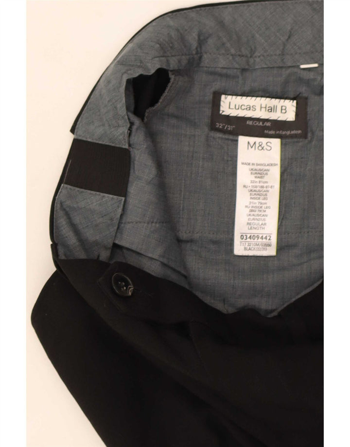 Marks & Spencer Ανδρικό παντελόνι με κανονική εφαρμογή W32 L31 μαύρο πολυεστέρα