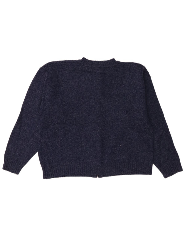 Eddie Bauer Γυναικείο Crop Cardigan πουλόβερ UK 14 Medium Navy Blue Fair Isle