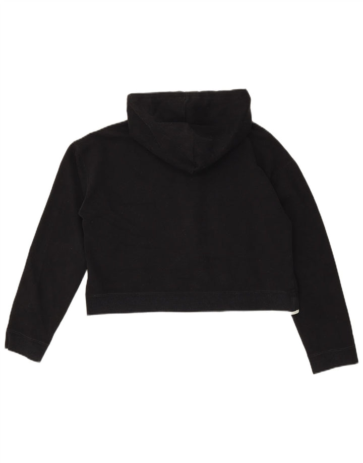 Adidas Womens Crop Oversized Hoodie Jumper UK 8 Small Black Polyester