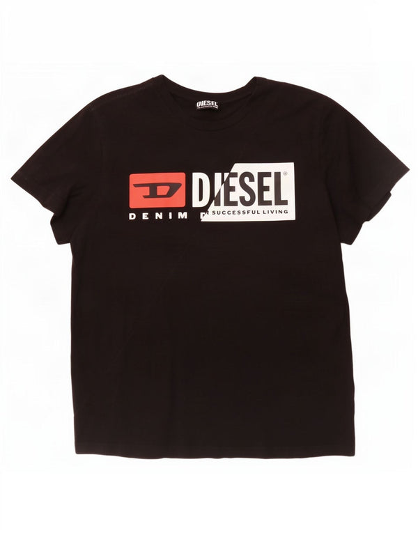 Ανδρικό γραφικό T-Shirt Diesel Top XL Μαύρο βαμβακερό