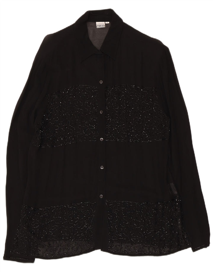 Andrea Mare Γυναικεία See Through Shirt Μπλούζα UK 16 Large Black Viscose