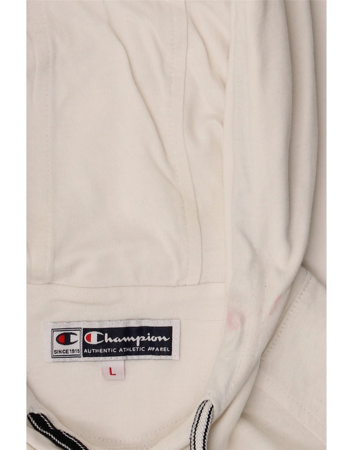 CHAMPION Womens Hooded Top Long Sleeve UK 14 Large White Vintage Champion and Second-Hand Champion from Messina Hembry 