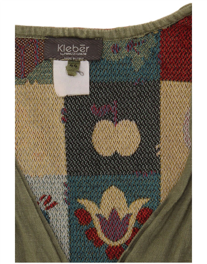 Vintage Γυναικείο Αμάνικο Πουκάμισο Μπλούζα IT 44 Medium Khaki Patchwork