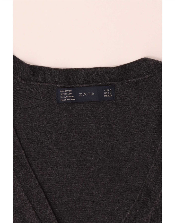 Zara Γυναικεία Ζακέτα UK 10 Small Grey Rayon