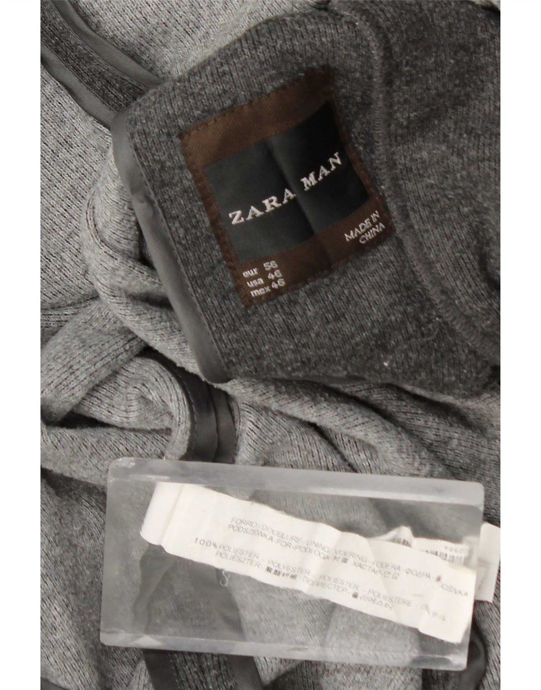 Zara Ανδρικό μπουφάν σακάκι με 2 κουμπιά EU 56 XL Γκρι Πολυεστέρας