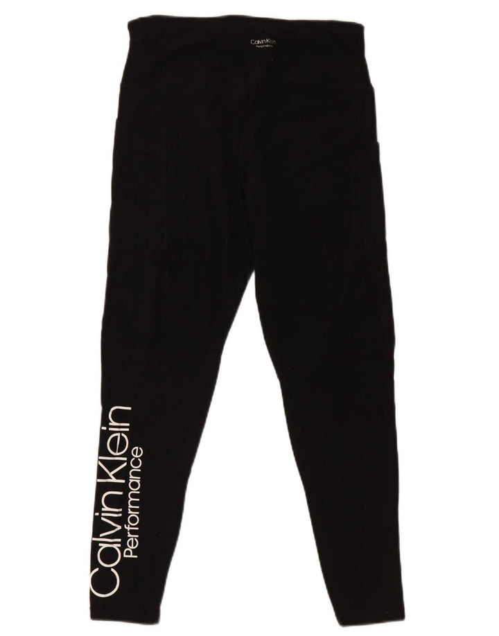 CALVIN KLEIN Γυναικεία γραφικά Crop κολάν UK 12 μεσαίο μαύρο βαμβακερό