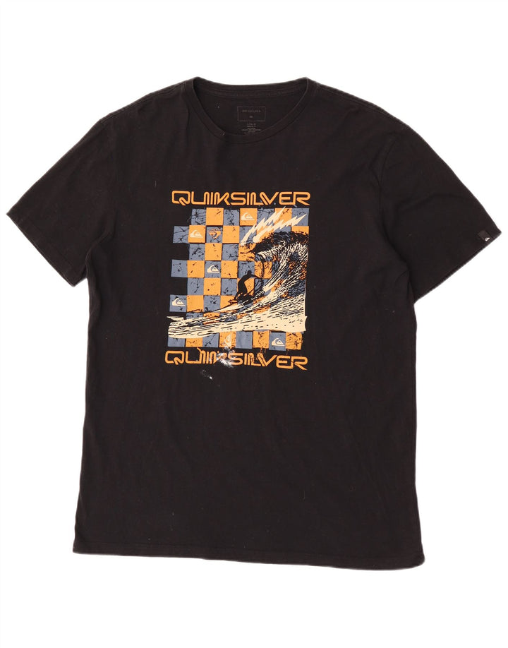 Quiksilver Ανδρικό T-Shirt κανονικό γραφικό τοπ μεγάλο μαύρο βαμβακερό
