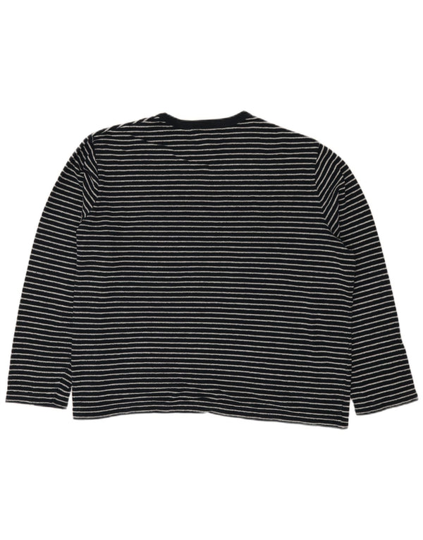 Marks & Spencer Γυναικεία μπλούζα μακρυμάνικη UK 20 2XL Navy Blue Pinstripe