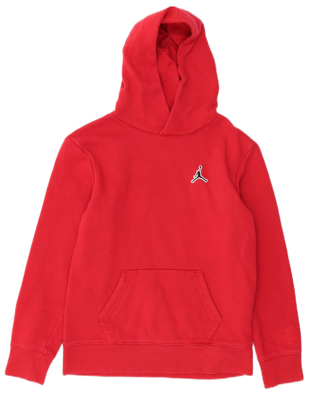 JORDAN Boys Hoodie Jumper 12-13 ετών Μεγάλο κόκκινο βαμβακερό