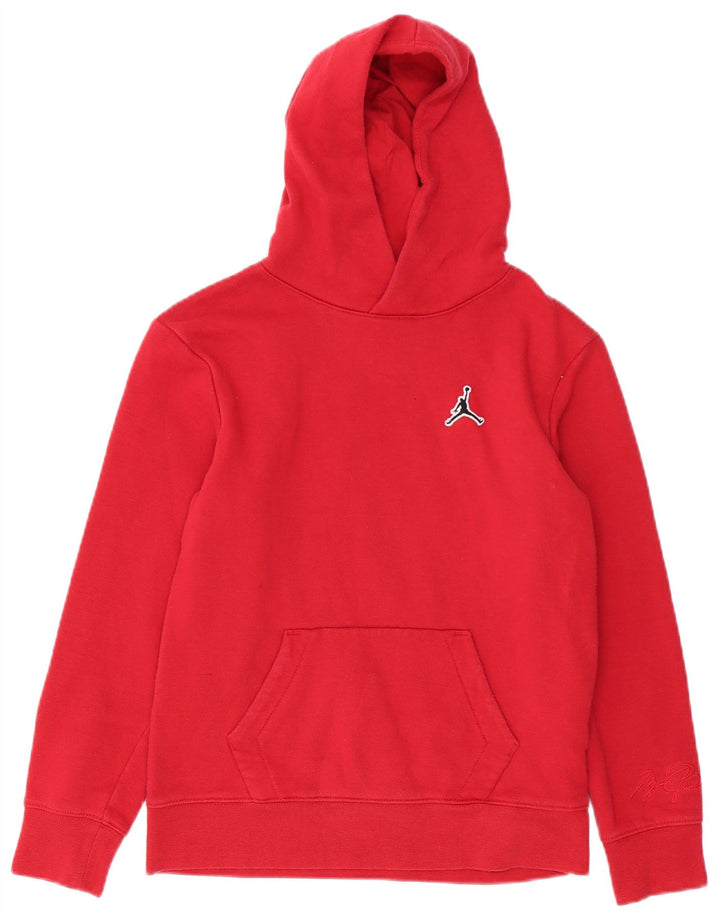 JORDAN Boys Hoodie Jumper 12-13 ετών Μεγάλο κόκκινο βαμβακερό