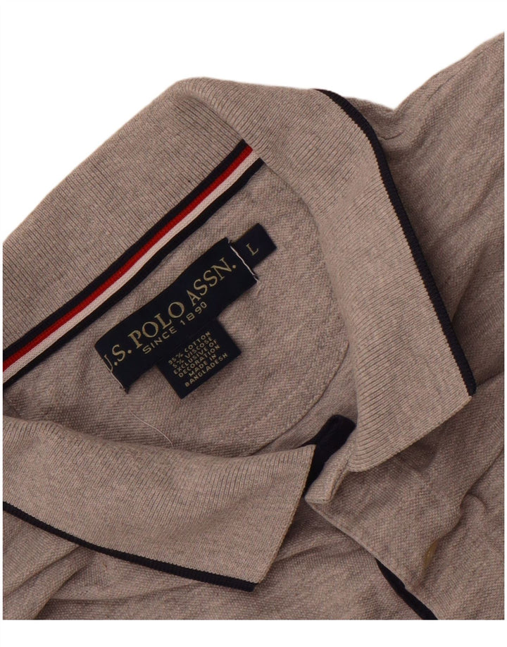 Πόλο Ασν. Ανδρικό γραφικό μπλουζάκι πόλο μεγάλο γκρι βαμβακερό