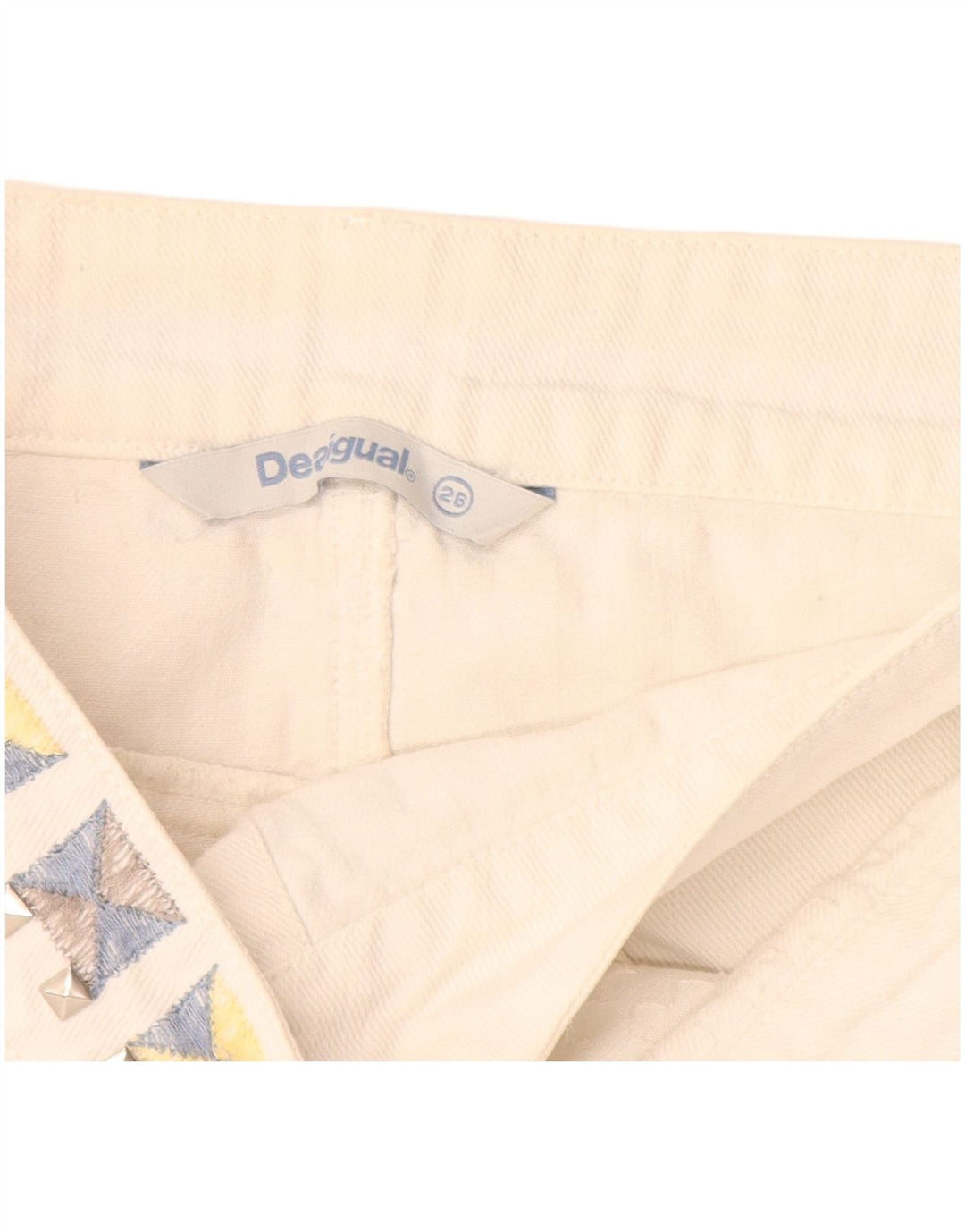 Desigual Γυναικεία Μίνι Τζιν Φούστα W26 Μικρή Λευκή Βαμβακερή