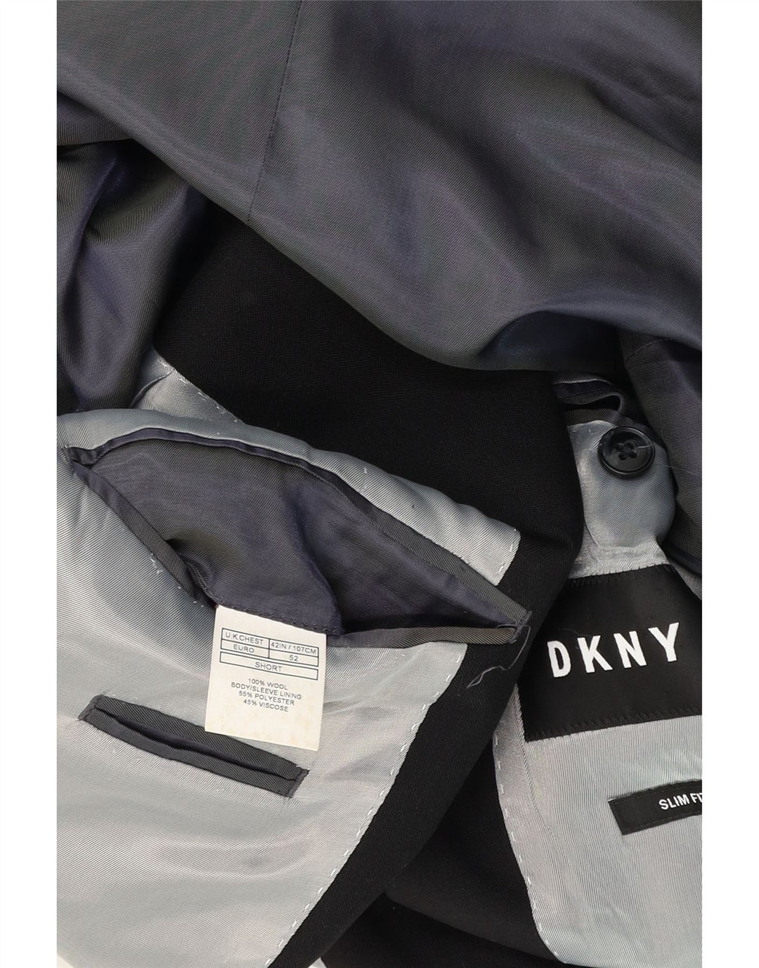 Dkny Ανδρικό κοντό 2 κουμπιά σακάκι μπλέιζερ UK 42 XL μαύρο μαλλί