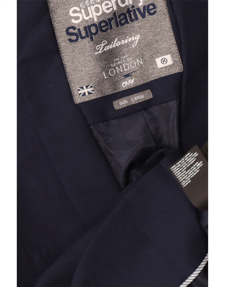 Superdry Γυναικείο μπουφάν σακάκι 1 κουμπιού UK 16 Large Navy Blue Polyester