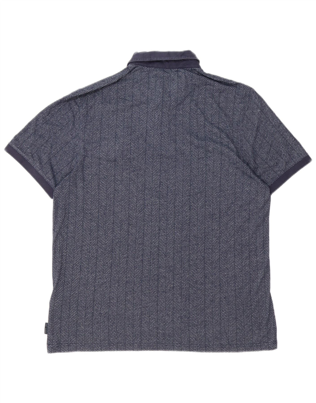 TED BAKER Ανδρικό μπλουζάκι πόλο νούμερο 6 2XL Navy Blue από ψαροκόκκαλο βαμβάκι