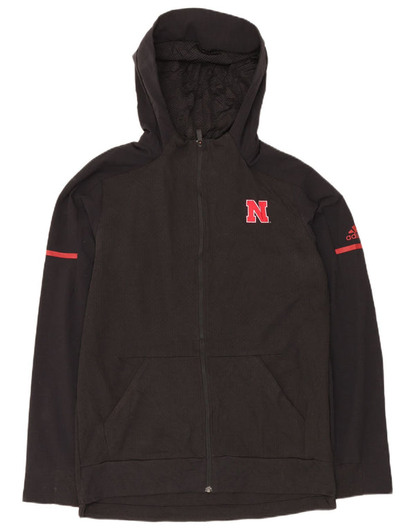 Ανδρικό πουλόβερ με κουκούλα ADIDAS με φερμουάρ Μεσαίο μαύρο πολυεστέρα