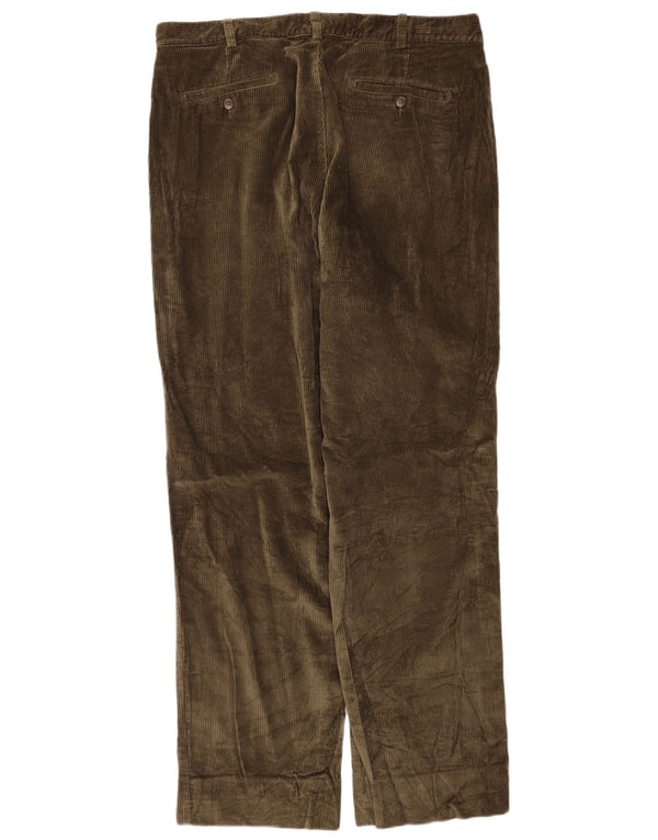 Eddie Bauer Mens Straight Corduroy Trousers W40 L34 Khaki Cotton