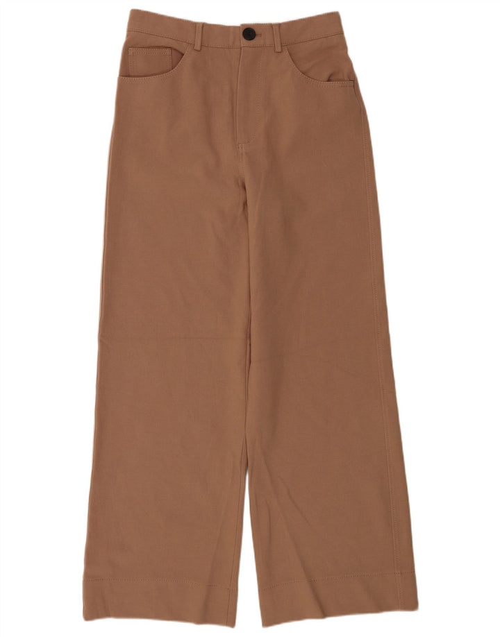 Zara Γυναικείο φαρδύ παντελόνι Casual Medium W28 L30 Καφέ Πολυεστέρας