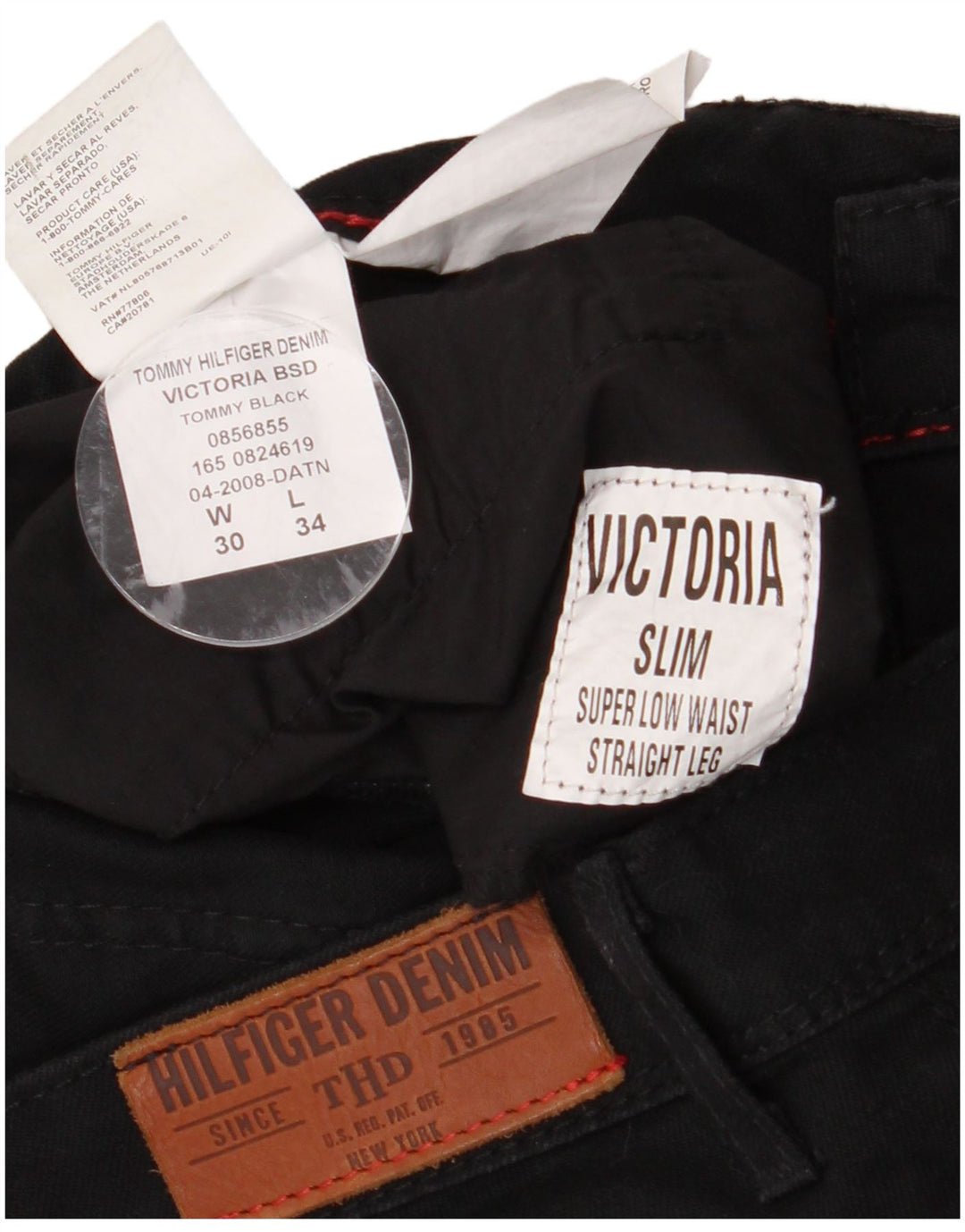 Tommy Hilfiger Γυναικείο Χαμηλόμεσο Casual Παντελόνι W30 L34 Μαύρο βαμβακερό