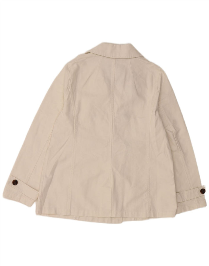 CREW CLOTHING Γυναικείο παλτό μπιζελιού UK 16 μεγάλο λευκό βαμβακερό