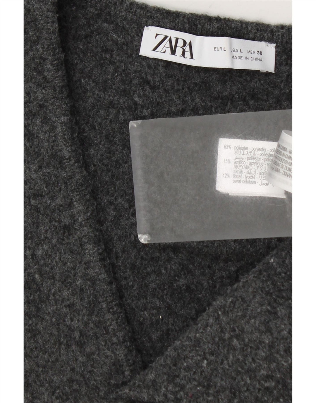 Zara Γυναικείο Γιλέκο UK 14 Large Grey Polyester