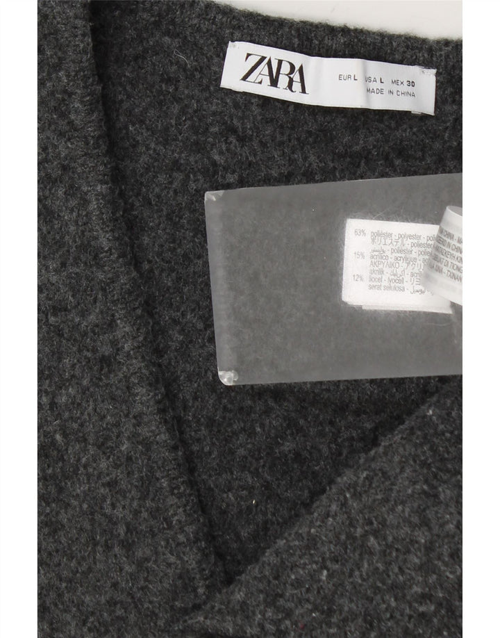 Zara Γυναικείο Γιλέκο UK 14 Large Grey Polyester
