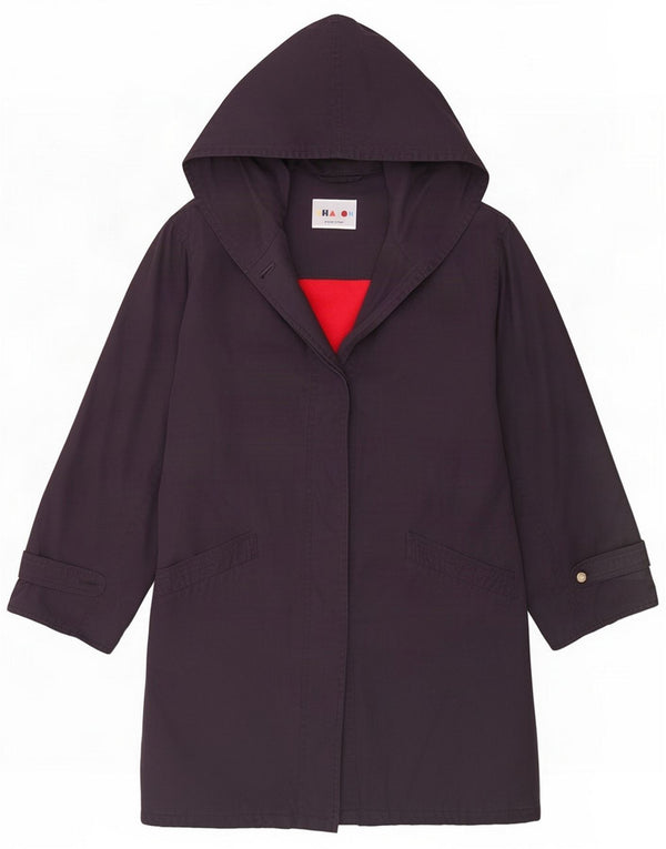 Charon Womens Hooded Overcoat UK 18 XL Purple Polyester