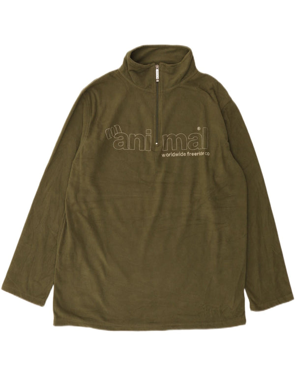 Ανδρικό Animal Graphic Zip Fleece Jumper XL Khaki Polyester