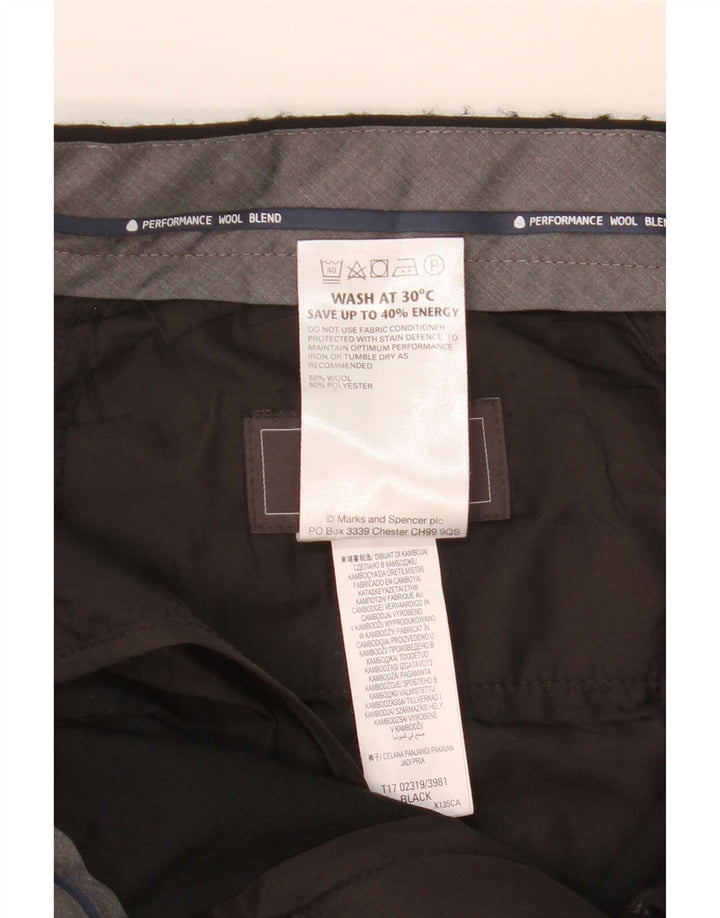MARKS & SPENCER Ανδρικό παντελόνι με κανονική εφαρμογή W34 L31 μαύρο μαλλί