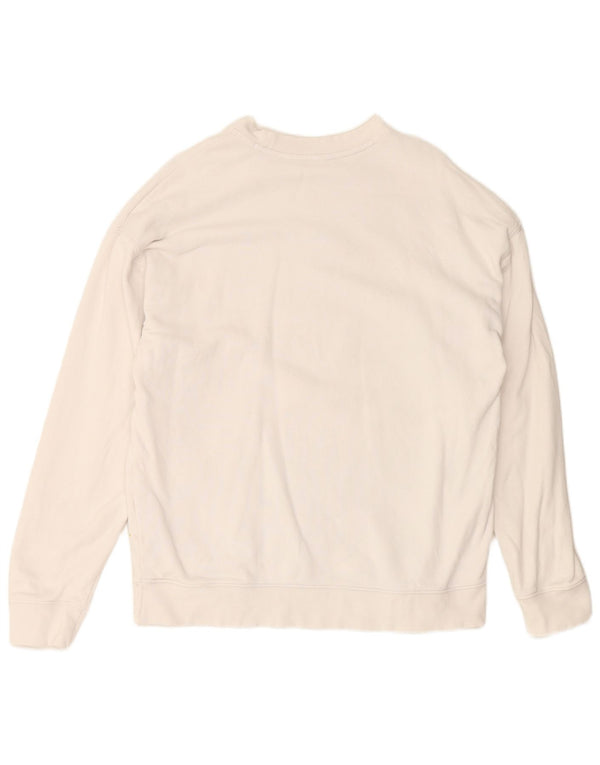 Γυναικείο γραφικό φούτερ ADIDAS Jumper UK 14 μεγάλο λευκό βαμβακερό