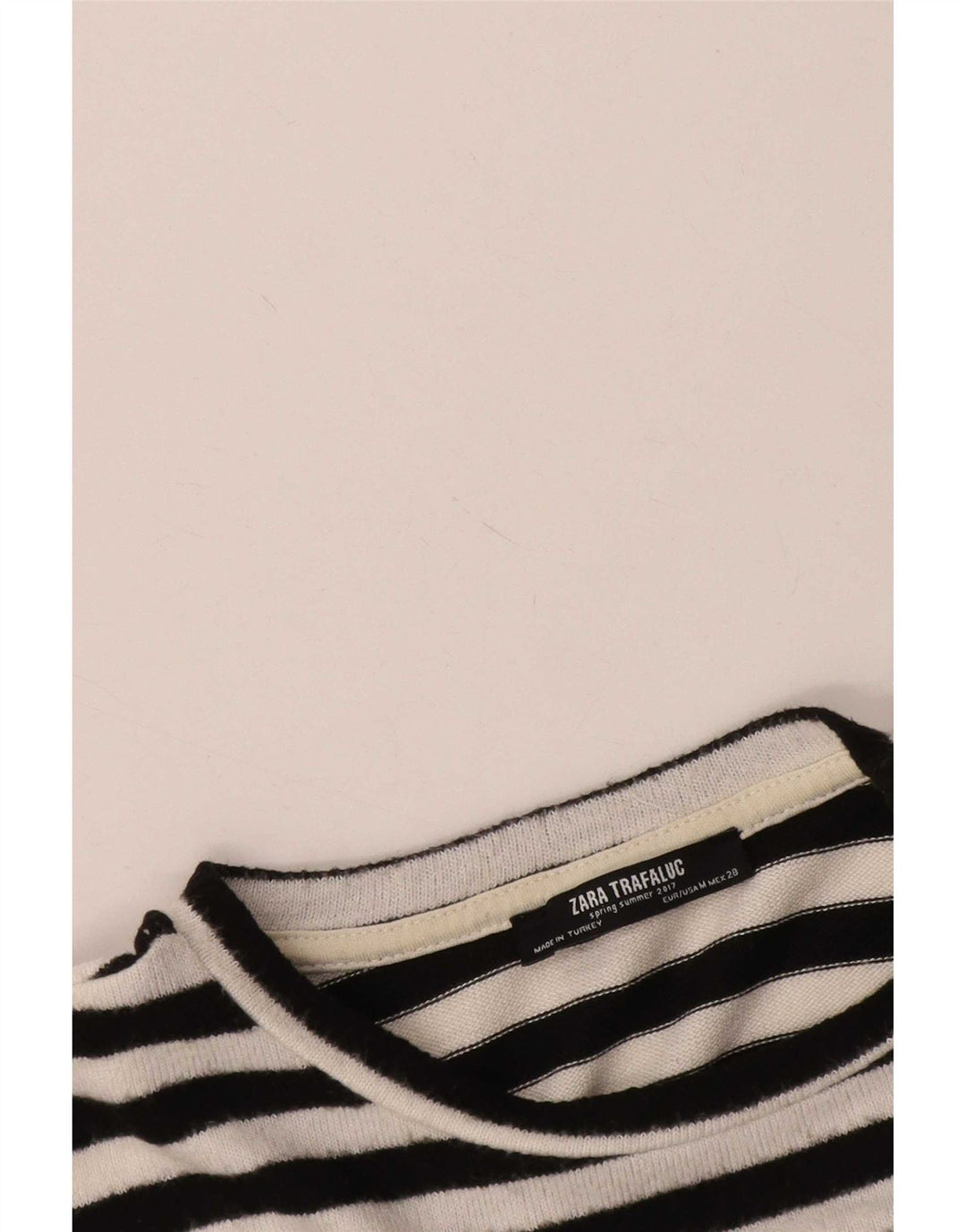 Zara Γυναικείο T-Shirt Top UK 14 Medium Μαύρο ριγέ