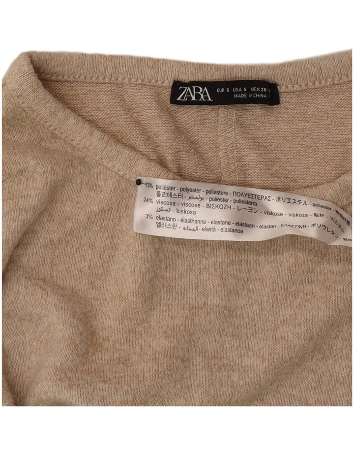 Zara Γυναικείο Jumper Φόρεμα UK 10 Small Beige Polyester