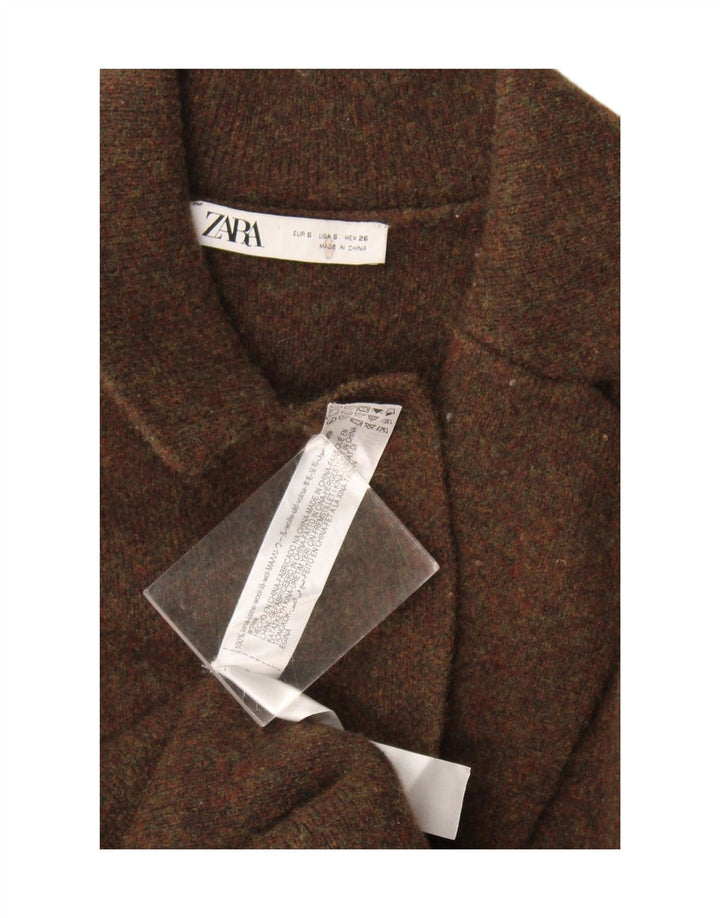 Zara Γυναικείο Πανωφόρι UK 10 Small Khaki Wool
