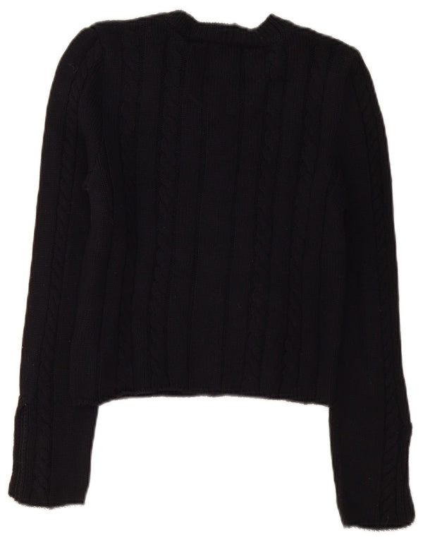 Zara Womens Crop V-Neck Jumper Sweater UK 10 Small Black