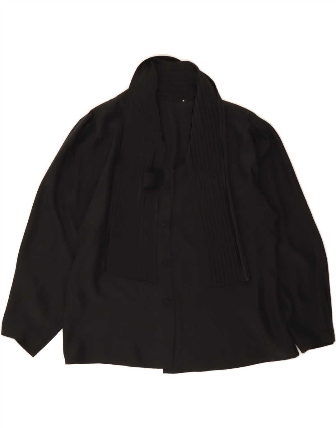 VINTAGE Womens Front Tie Shirt Blouse EU 45 XL Black Polyester Vintage Vintage and Second-Hand Vintage from Messina Hembry 