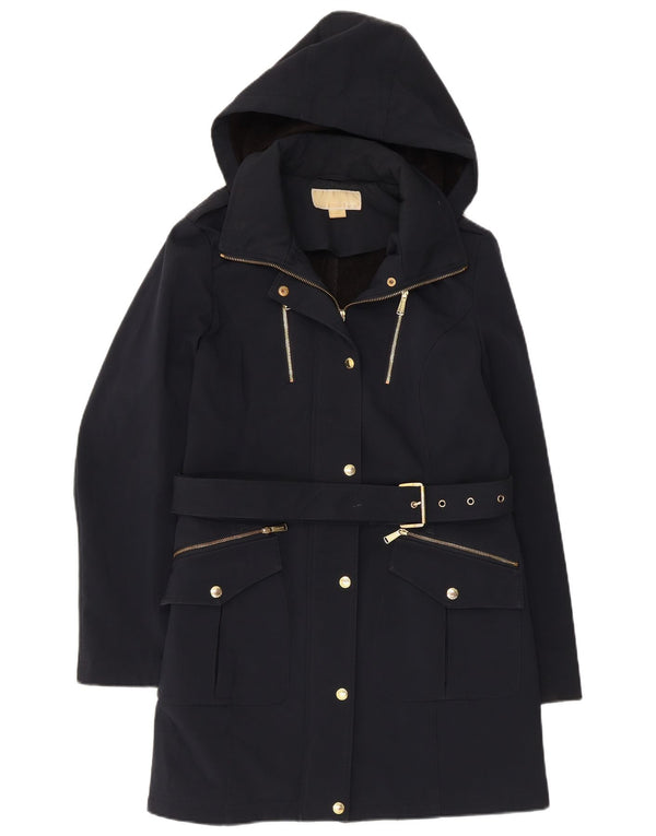 Michael Kors Γυναικεία καμπαρντίνα με κουκούλα UK 14 Medium Navy Blue Polyester