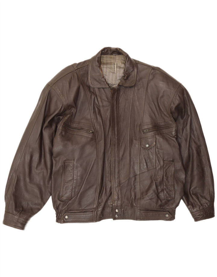 Hohenstein Ανδρικό Bomber Δερμάτινο Μπουφάν UK 44 2XL Καφέ Δερμάτινο
