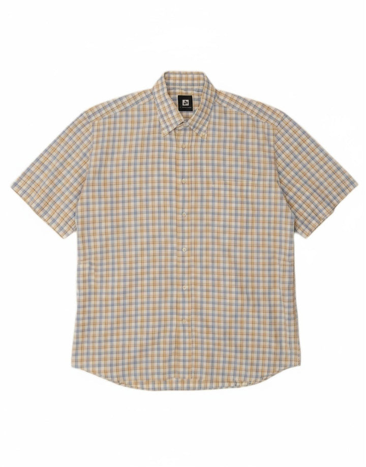 ROCCOBAROCCO Mens Short Sleeve Shirt Large Multicoloured Check Cotton