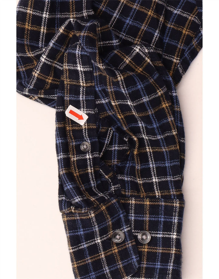 KINGFIELD Ανδρικό φανελένιο πουκάμισο μεγάλο μπλε ναυτικό, βαμβακερό