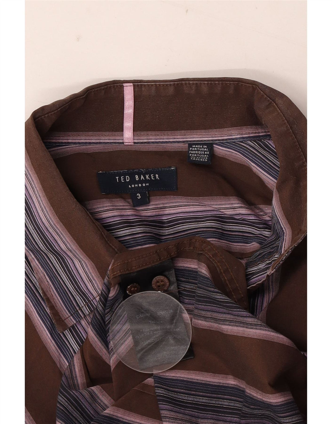 Ανδρικό πουκάμισο Ted Baker Μέγεθος 3, Βαμβακερό, μεσαίο καφέ ριγέ
