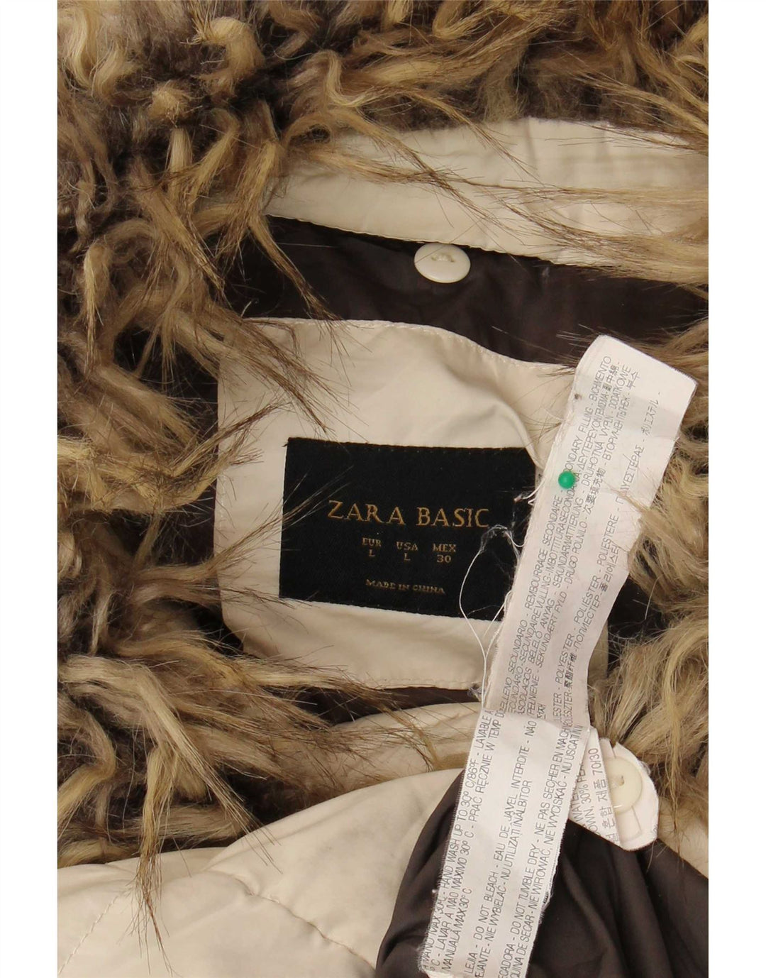Zara Γυναικείο παλτό UK 14 Large Off White Πολυεστέρας