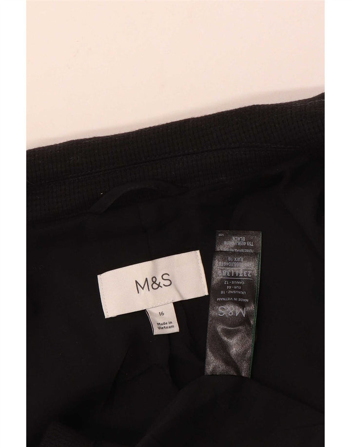 Marks & Spencer Γυναικείο μπλέιζερ 1 κουμπιού μπουφάν UK 16 μεγάλο μαύρο βαμβακερό
