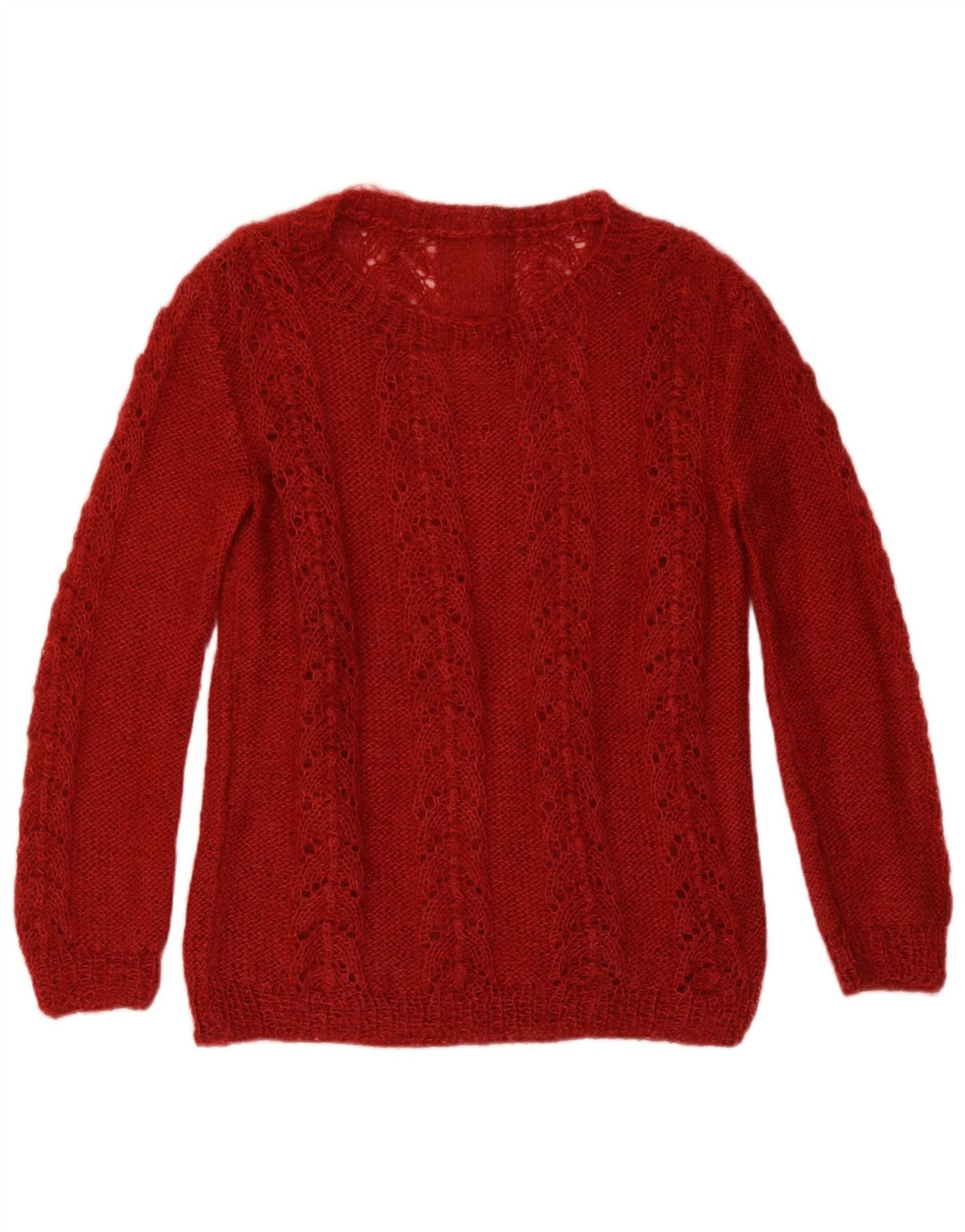 Vintage γυναικείο Abstract Pattern πουλόβερ με λαιμόκοψη UK 12 Medium Burgu