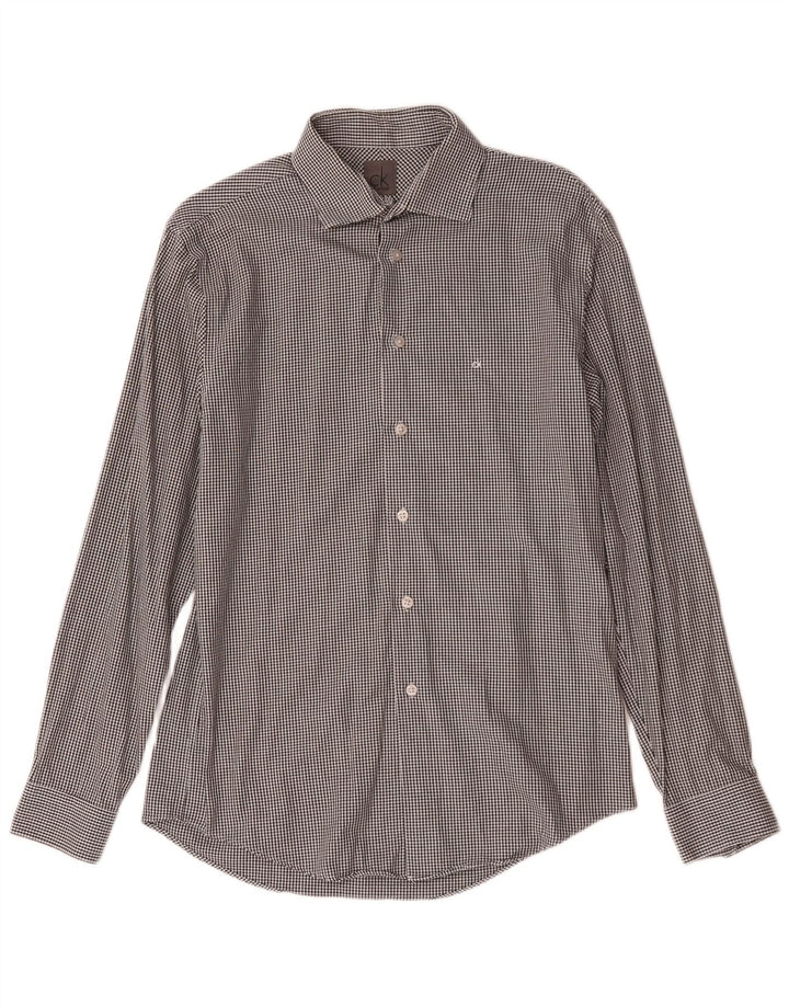 Ανδρικό πουκάμισο Calvin Klein Slim Fit Size 39 15 1/2 Medium Grey Houndstooth