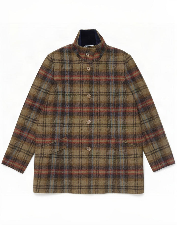 Magee γυναικείο πανωφόρι UK 14 Medium Khaki καρό μαλλί