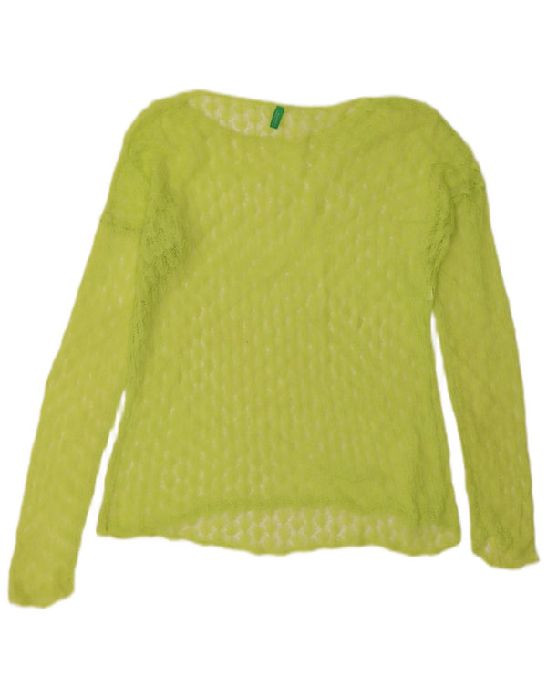 Γυναικεία Benetton See Through Top Long Sleeve UK 16 Large Green